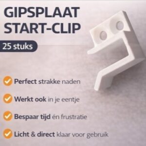 Board-Clip - Gipsplaat Startclip – Ophanghulp voor Eerste Gipsplaat – Montageclip – Set van 25