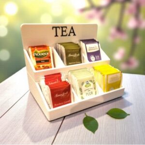 Luxe Theezakjes Display – 2-Laags Thee Organizer – Ruimte voor 60+ Theezakjes – Modern