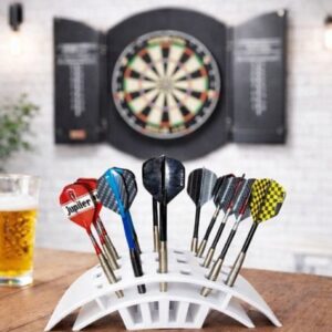Dartpijlhouder – Geschikt voor 5 Sets Darts – Stabiele Tafelhouder – Wit Design