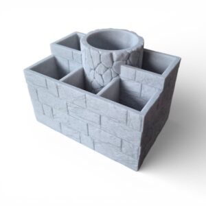 Bureau Organizer met Steenlook - Pennenbak met 6 Vakken – Stijlvol - Steenlook